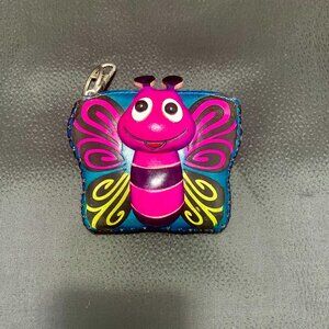 New Handmade Pink Leather Butterfly Coin Purse，Coin Wallet